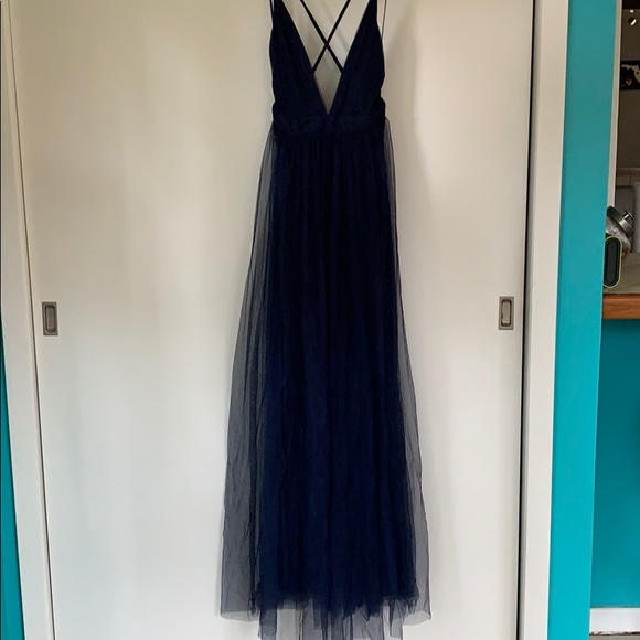Long navy maxi dress - Picture 2 of 4